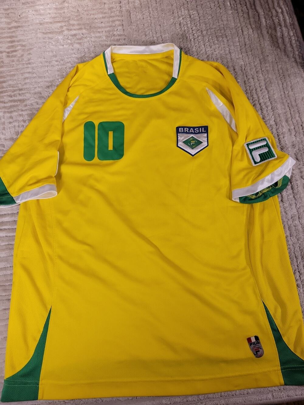 Fila Brasil Futbol Soccer Shirt Jersey Mens Large Brazil Top Adult